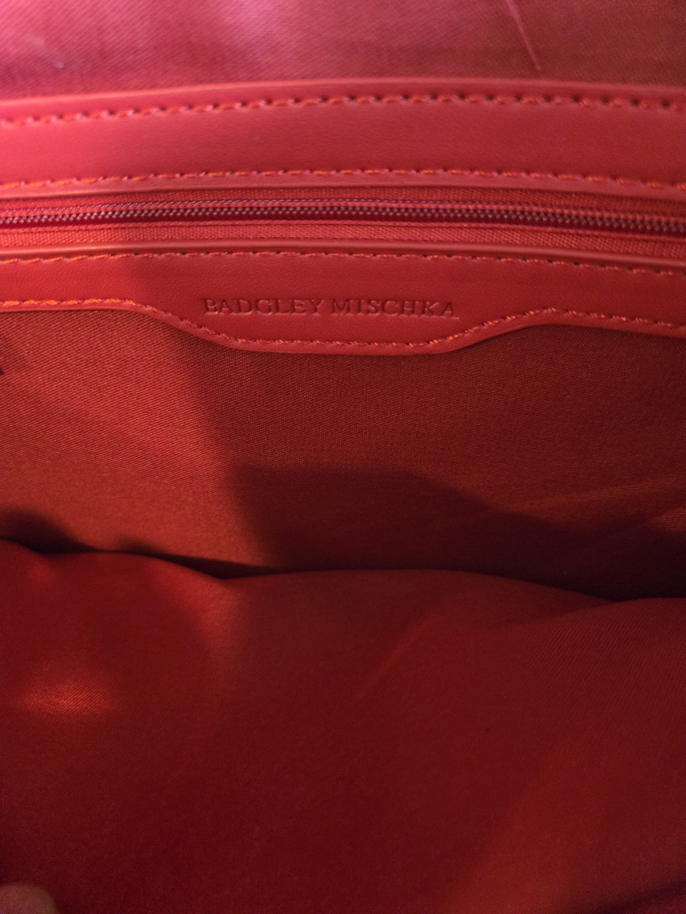 Badgley Mischka Red Quilted Tote Bag Gold Logo Shoulder Bag NEW - Picture 5 of 7